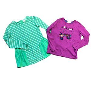 Hanna Andersson Long Sleeve Knit Shirts TWO Girls Size 6-7‎ and 8 100% Cotton